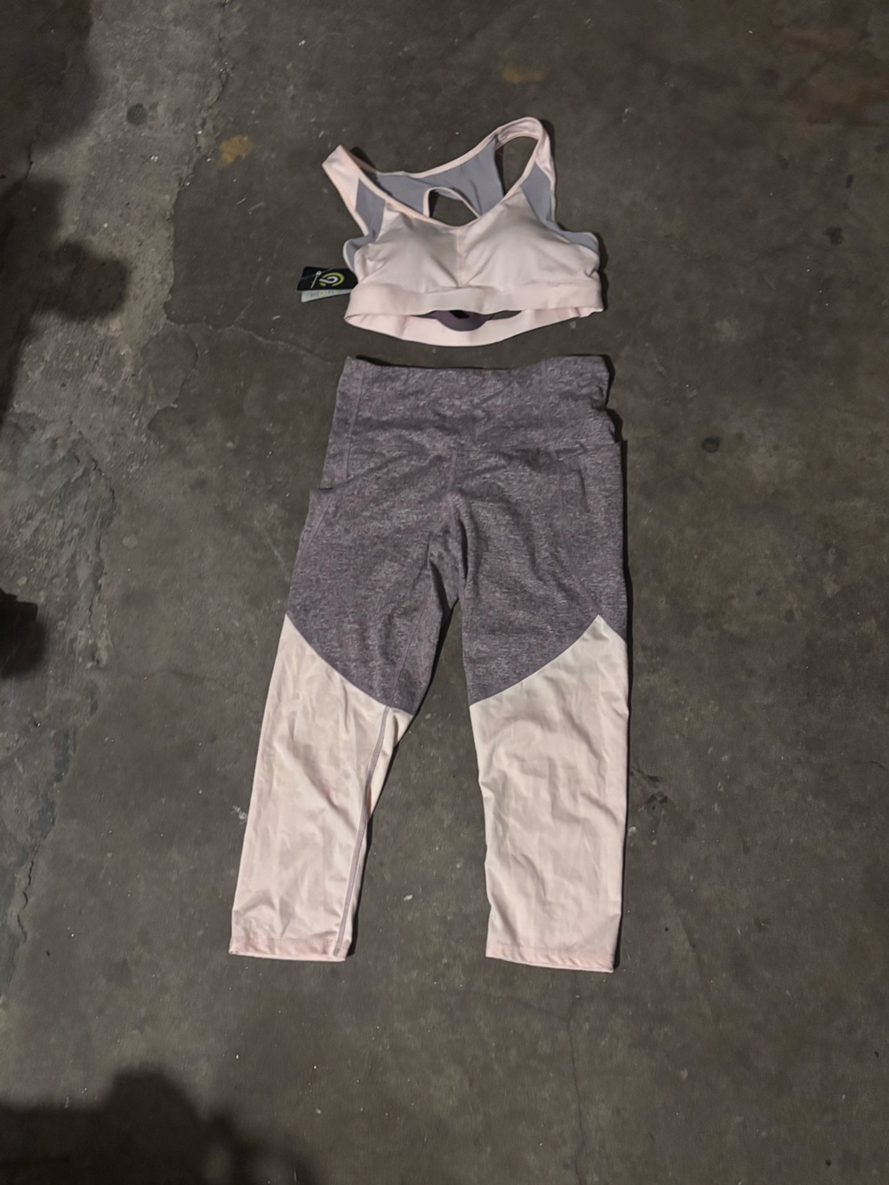 Champion Women's Two-Tone Pink & Gray Capris with Matching Sports Bra